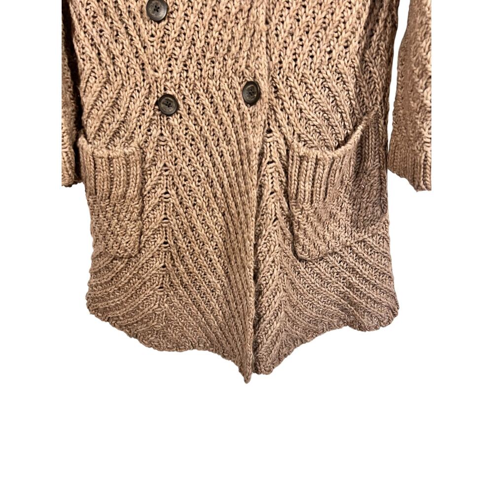 Free People Chunky Alpaca Sweater Coat Cozy Long Cardigan Beige L - Picture 6 of 11